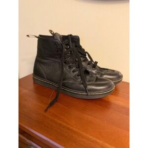 Dr Martens Leyton Black Leather High Top Combat Boots Womens Size 7